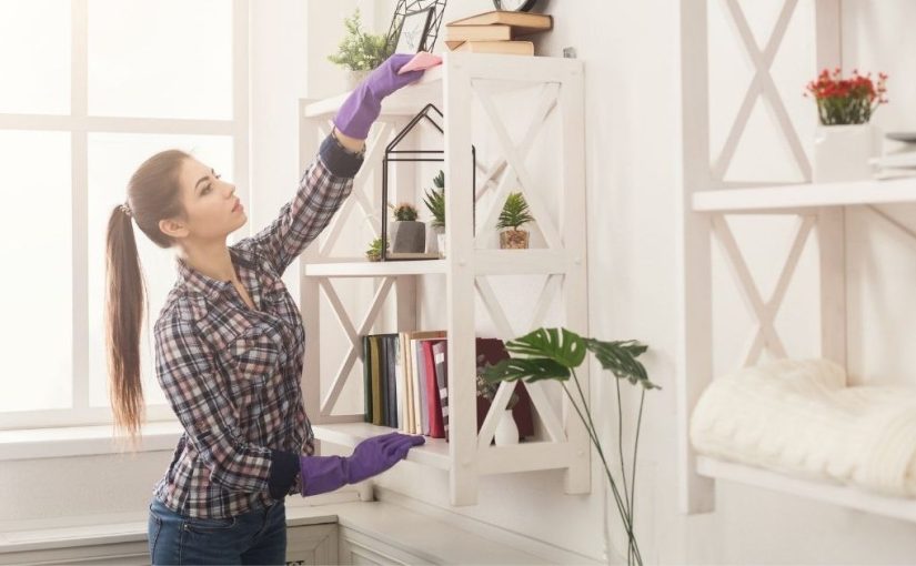 cleaning a living area